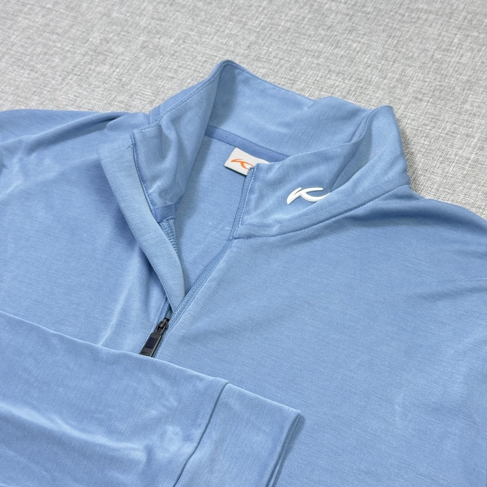 KJUS Mens Kallen Half-Zip Pullover 52 Large Blue Mock Neck Long Sleeve UPF50+